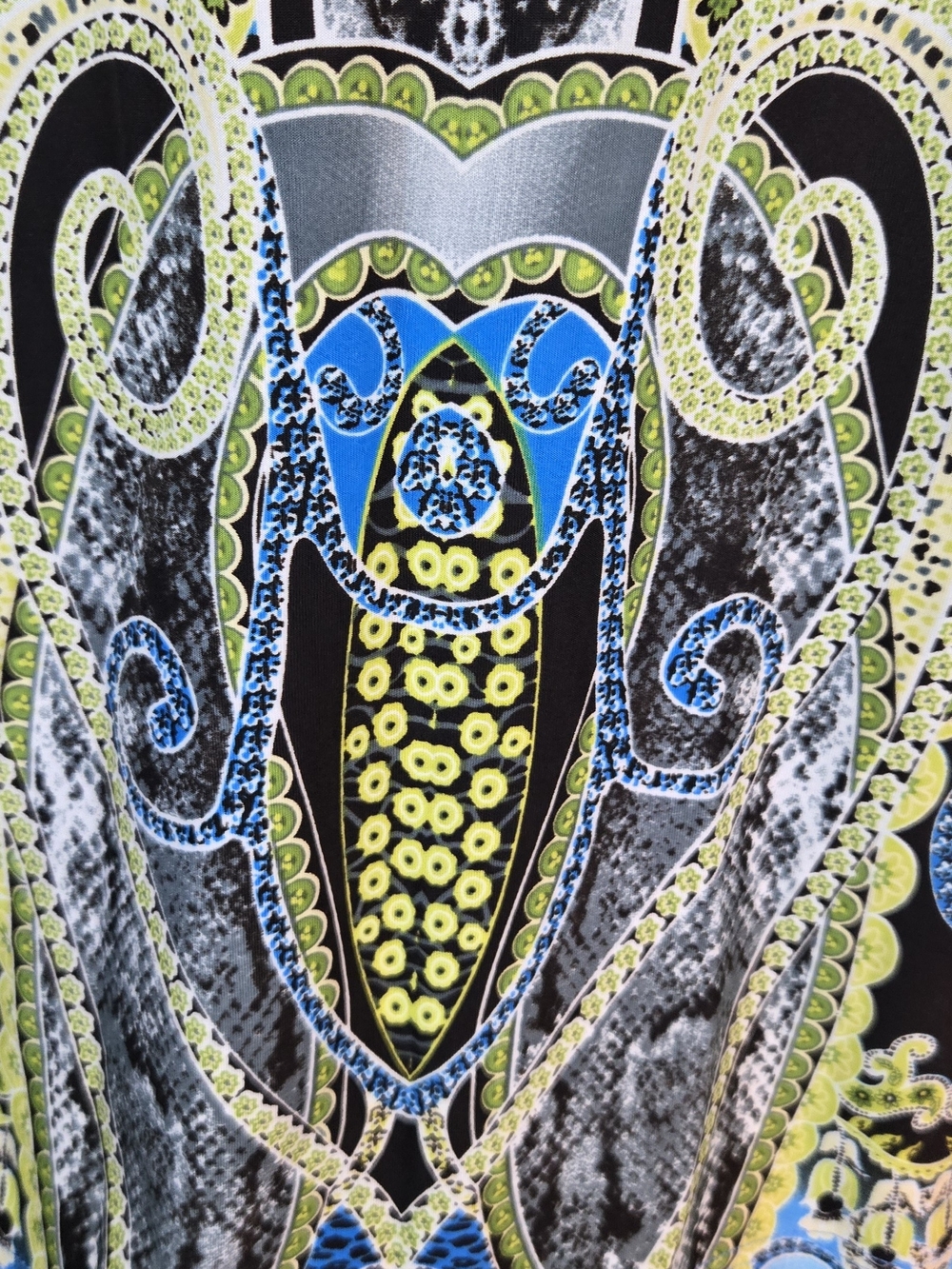 Chesley Multicolor Paisley Print Blouse - Blue, Black, Yellow, Green, Gray #217